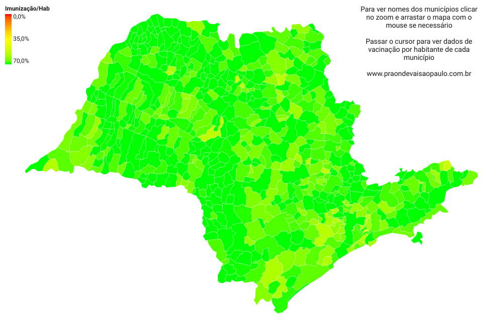 Vacinação nos municípios de SP 04/11/2021 – mapa